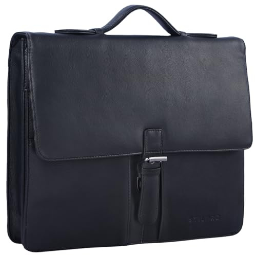 STILORD Aurelio Vintage Konferenzmappe Leder mit Griff A4 Aktentasche schmal Aktenmappe Dokumentenmappe mit Henkel für 13,3 Zoll MacBooks echtes Rindsleder Farbe:mittel - braun
