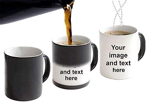 Personalised with Your own Image and Text Themed Funny 11 oz Ceramic Mug - Christmas Anniversary, Birthday, Teacher Gift. (Black Colour Changing)