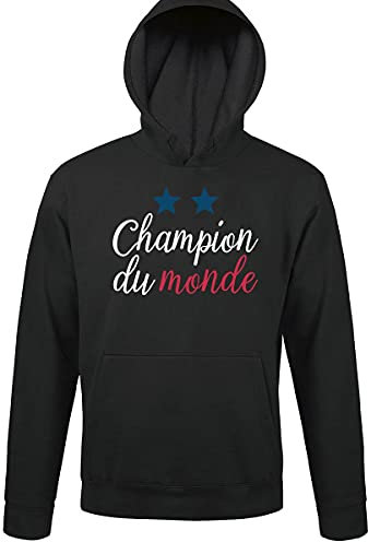 Closset Sweat à Capuche Champion du Monde - Victoire équipe de France Coupe du Monde 2018 2 étoiles - Le Hoodie idéal du Supporter des Bleus. 3XL