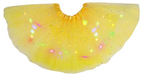 Hifot Falda Tutú para Niñas con Luz LED, Vestido Lentejuelas Tutu Ballet niña, Vestido Corto de Baile Colorido Princesa para Fiestas de Navidad