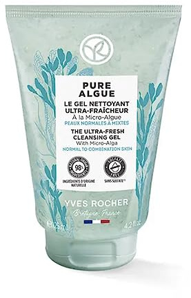Yves Rocher PURE ALGUE - Ultra-Erfrischendes Reinigungsgel -Entfernt sanft Make-up und pflegt die Haut - Mit Mikroalgen - 125 ml