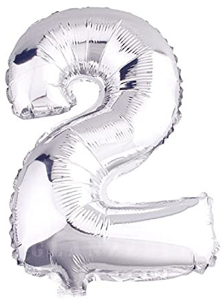 Lepep 40 cm Silber Luftballons Zahlen von 0 bis 9 Buchstaben von A bis Z Party Deko Ballons für Geburtstag Babydusche Brautparty Hochzeit Abschlussball Dekoration Folienballons (Zahl 2)