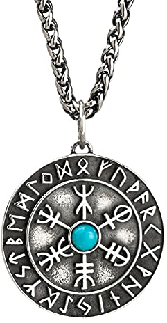 WYPAN S 925 Sterling Silber Kompass Anhänger Halskette, Nordische Mythologie Vegvisir Rune Amulett Schmuck Mit Sterling Silber Kette 19,7 Zoll