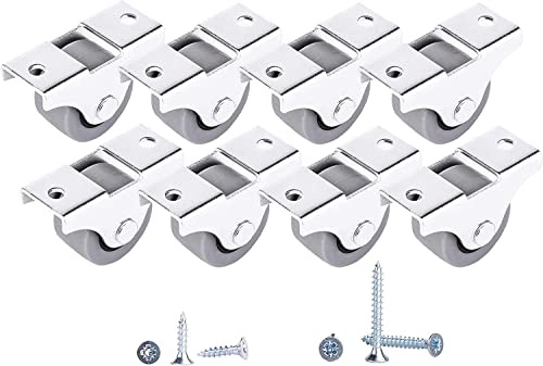 SKIR'CO (8 Stück) Kleine 25mm Möbelrollen Gummirollen Non-Swivel, Bockrollen One-Way Direction, Schrauben enthalten (8)