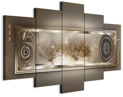 murando - Leinwandbild Blumen Natur Mandala, 200x100 cm, 5-teilig, modern