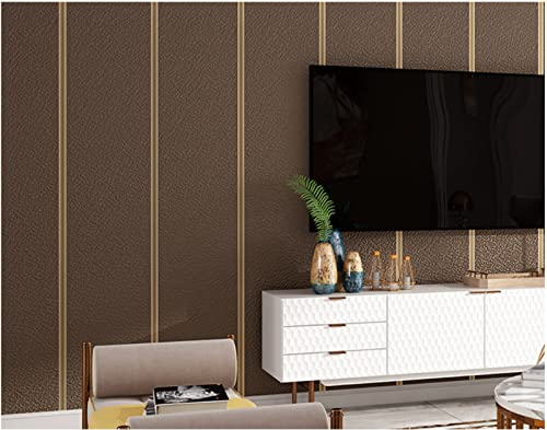 Braun Vliestapete 9,5 m x 0,53 m Breiter Streifen Tapete Modernes Design Beflockung Tapete für Flur Wohnzimmer Schlafzimmer Büro