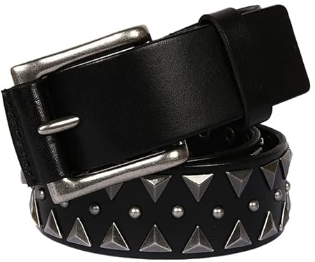 JIARY Herren-Gürtel,nietengürtel gürtel Damen Metall Pyramide Nieten Punk,Schwarz,105cm/41.3''