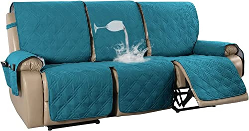 Funda de Silla Relax Antideslizante Funda para Sofá, Funda para Sofá Reclinable 100% Impermeable con Correa Elástica, Fundas de Muebles para el hogar con mascotas y niños (Deep Teal,3 Plazas/Sofá)
