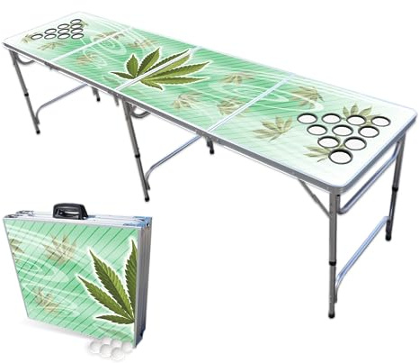 PARTYPONG 8-Foot Folding Beer Pong Table w/Cup Holes - High Times Edition