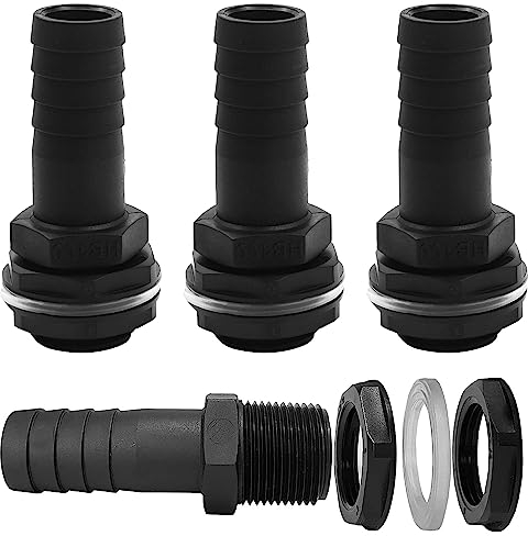 ZIOYA 4 Pezzi Attacco Serbatoio Passacavo 1 Pollice con Dado e Rondella Secchio Serbatoio Connettore per Canna da Pioggia Tubo Serbatoi d'Acqua Cisterne Raccordo