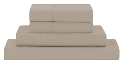 Modern Threads Soft Microfiber Solid Sheets - Luxurious Microfiber Bed Sheets - Includes Flat Sheet, Fitted Sheet with Deep Pockets, & Pillowcases Khaki Queen