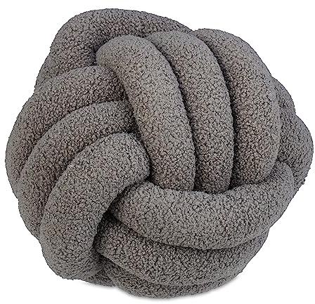 Relaxdays Knotenkissen, dekoratives Plüschkissen für Sofa & Bett, Kissen Ball aus weichem Material, Ø 25 cm, dunkelgrau