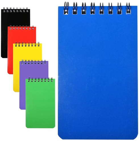 Lizbin Spiralblock, 6 Stück kleine Notizbücher, Taschenbuch 3 x 5 Spiralblock, Kleiner Notizblock, 6 farbige Mini-Notizbücher, 75 Blatt pro Notizbuch (6 Stück A7)