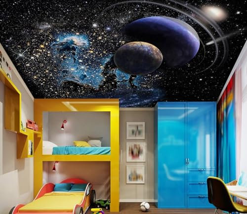 Personalizar Papel tapiz fotográfico Universo de fantasía Papel tapiz mural Cielo estrellado Paisaje Papel tapiz Dormitorio infantil Papel tapiz Decoración de pared 300x210cm
