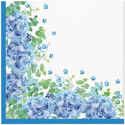 20 Servietten Blumen, Garten & Natur Blaue Hortensien als Tischdeko. Papierservietten mit Motiv. Auch für Decoupage und Serviettentechnik 33x33cm