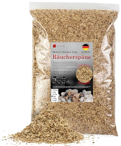 Moritz 5 kg di trucioli di faggio fine 0,75 – 2 mm, affumicatura a freddo di pesce, carne, salsiccia, formaggio, verdure, anche per barbecue, griglia, farina affumicata