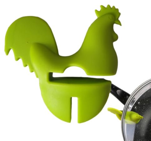 Clip Spoon Holder - Spoon Utensil Holder Clip for Pot Side - Anti-Spill Soup Rooster Shape Silicone Pan Clip Spoon Rest Cooking Helper Lid Supporter