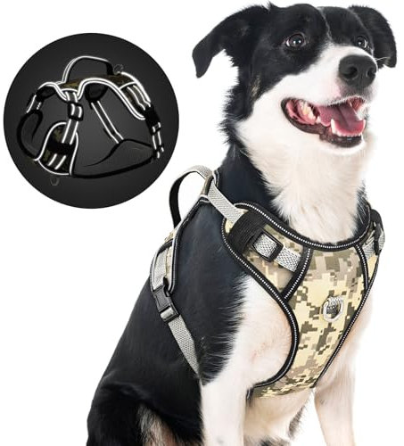 Reflective Dog Harness Hundegeschirr für Große Hunde, Anti-Zieh Brustgeschirr Hund Groß mit Reflektierenden Streifen, Bequemes Hundegeschirr mit Griff, ohne Halsdrücken Anti Zieh Geschirr für Hunde, L