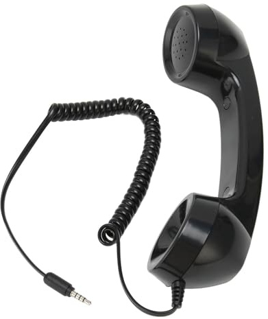 Auricular de Teléfono Móvil Retro, Auricular de Teléfono Celular con Cable Vintage de 3,5 Mm Auriculares de Mano para Computadora Portátil Auriculares para Computadora para (Black)