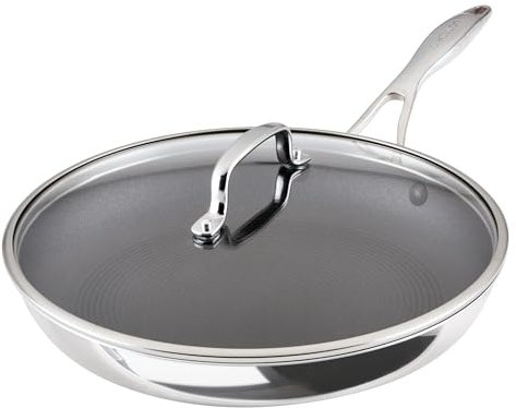 Circulon Scratch Defense Stainless Steel Frying Pan with Lid: 32cm Extreme Non Stick Frying Pan, Induction and All Hob Suitable