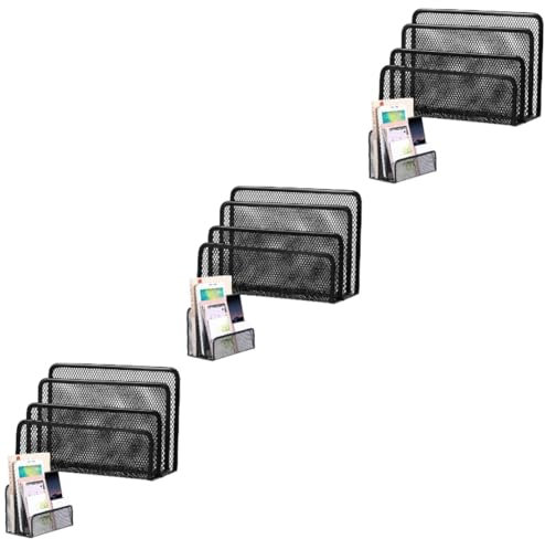 Lurrose 3stücke Desktop Aktenhalter Metallgitter Stufiger Briefständer Für Schreibtischorganisation Für Briefe Dokumente Und Bürozubehör