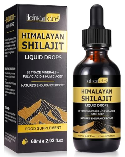 Shilajit Drops, Natural Shilajit from Himalayan, Shilajit Resin with 85+Trace Minerals and Fulvic Acid, Himilayan Shalajit Resin(60ml)