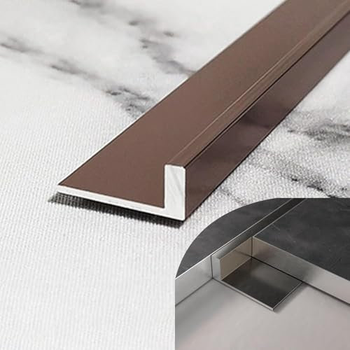Schwellenleiste Übergangsleiste for Bodenschwellen, extra dicker Kantenschutz aus Metall, L-förmige Treppenkantenleiste for Laminat-/Betonböden, 2,5 m lange, flache Treppenkantenleiste(20 x 8 mm)