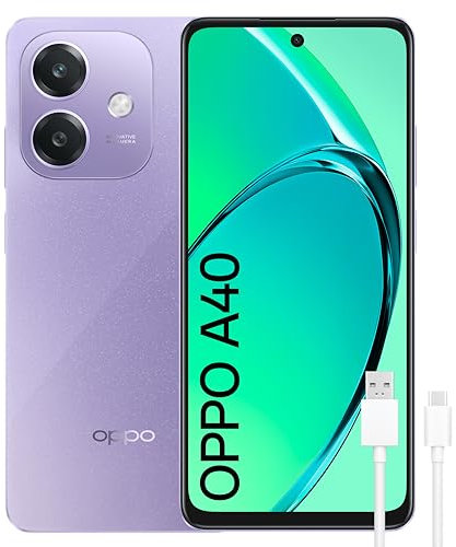 OPPO A40 - Smartphone Libre, 8GB(4GB+4GB) 128GB, Pantalla HD+ LCD 6.7, Cámara 50+2+8 MP, Android, Batería 5100mAh, Carga Rápida 45W - Morado