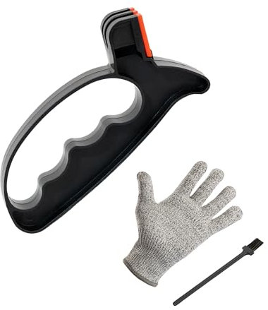 ITASHOPY - Affilacoltelli Manuale 2 in 1 per Coltelli e Forbici da Cucina - Affila con 2 fasi in Acciaio al Tungsteno - Guanto Protettivo, Spazzolino e E-book inclusi