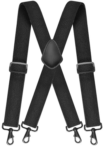 AUEJACKY Hosenträger Herren Extra Stark mit 4 Extra Starken Clips, Hosenträger für Herren Breit 3.8cm, Hosenträger Einstellbar X Form, für Männer und Damen Overalls Jeans, Arbeitshosen, Motorradhosen
