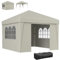 Outsunny Tonnelle de Jardin Pop-up Pliante tonnelle Barnum Tente de réception 3 x 3 m Anti-UV 30 + avec fenêtres parois latérales Sac de Transport crème