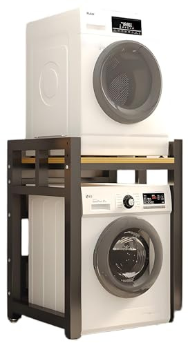 Scaffale Lavatrice Asciugatrice,Mobile Lavatrice Asciugatrice Colonna,Mobile Colonna Lavatrice Asciugatrice,Supporto Lavatrice Asciugatrice,3 Regolabili In Altezza,Per Bagno, Lavanderia(Black/brown)