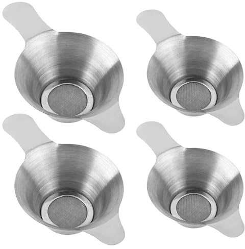 ANNASAMDO 4 Stück Teesiebe Edelstahl Doppelgriff feinmaschig Tasse Kanne | L+S. 304 Edelstahl zweilagig. Auslaufsicher gleichmäßige Poren. Für losen Tee und Kaffee.