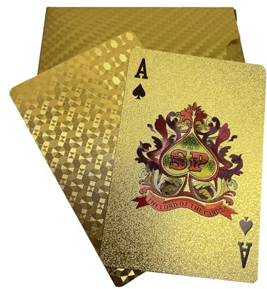 YIMINGOUFEI Carte da poker di lusso, 54 carte da poker dorate, impermeabili, motivo olografico, finitura premium, adatte per giochi genitori-figli in famiglia, per uso in campeggio all'aperto