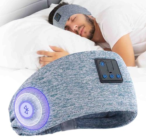 Casque de sommeil Bluetooth 6 en 1 – Bandeau de musique doux sans fil, résistant à la transpiration, avec écouteurs et micro pour le sommeil, la gym, le yoga et les voyages (bleu électrique cationique