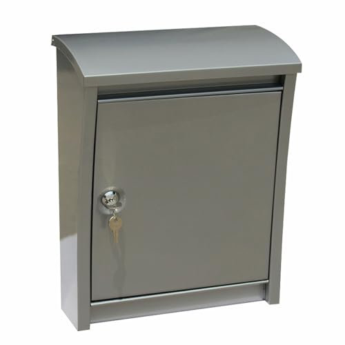 Buzón de Correo para Exteriores, Grande, de Pared, residencial, de Acero Inoxidable, 30,5 x 15,2 x 40,6 cm (Gris) (Plateado).