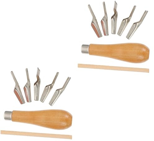 Angoily 2 Set coltello da intaglio strumenti spatola pittura spatole per pittura artistica Spatole di pittura strumenti di pittura artistica Acciaio inossidabile Marrone chiaro