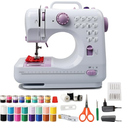 Mini Nähmaschine für Anfänger & Kinder – Tragbare elektrische Nähmaschinen mit 12 integrierten Stichen, Fußpedal, LED-Beleuchtung und 2 Geschwindigkeitsstufen | kindernähmaschine ab 8 jahre