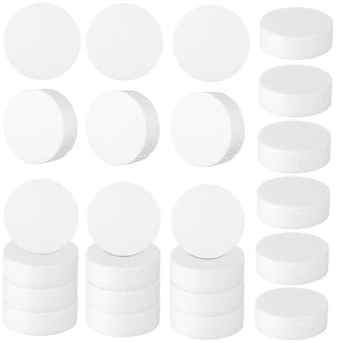 Parliky 24 Pezzi Cilindri in Polistirolo Espanso Dischi Rotondi Schiuma per Decorazioni Modellismo e Base Torte per Allestimenti Creativi