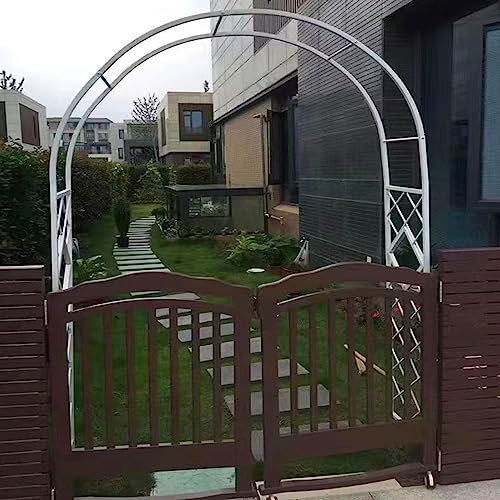 Arco da giardino in metallo traliccio per rose rampicanti, 140 cm x 230 cm, in ferro battuto, pergolato decorativo per esterni, colore bianco e nero