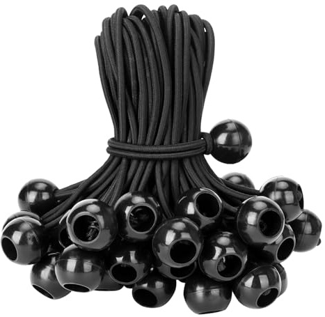 Tendeurs élastiques avec Boule,Tendeur bâche, Sandow Elastique, pour Bâches,Tentes de Camping,Auvents, Bannières,Pavillon,Rideaux Harnais D’Extension,Support de Bâche(15CM,50PCS)