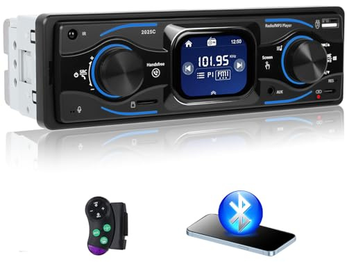 Single Din Bluetooth Multimedia Car Stereo Radio,1 Din Car Audio MP3 Player Support Hands-Free Calls/USB/Type-C/FM/TF/AUX-in,Car Radio Receivers with Digital LCD Display SWC