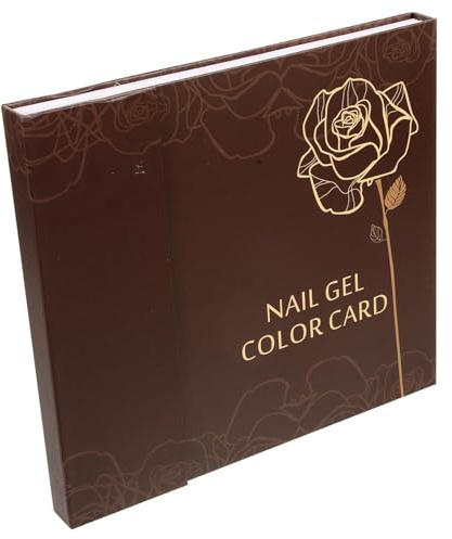 SKISUNO 120pcs Nail Color Display Book with Gel Polish Plates, Coffee Cover Manicure Chart for Nail Art Practice and Gel Polish Samples in Beauty Salon Use