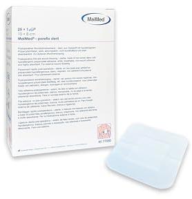 Wundpflaster steril 10x8 - steriler Wundverband Pflaster sensitiv - Wundauflage nicht haftend 5x4 cm - Saugstark & Hautfreundlich - Akute Wundversorgung und postoperatives Pflaster (25 Stück)