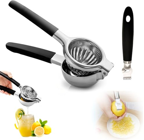 Spremiagrumi Manuale in Acciaio Inox con Zester, Spremilimone per Limoni e Lime, Manici Ergonomici, Lavabile in Lavastoviglie