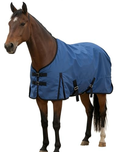 RXYNLL Regendecke Pferd 145 135 155 Outdoordecke Wasserdichte Decke, mit Innenfutter 1200D-blau-145cm