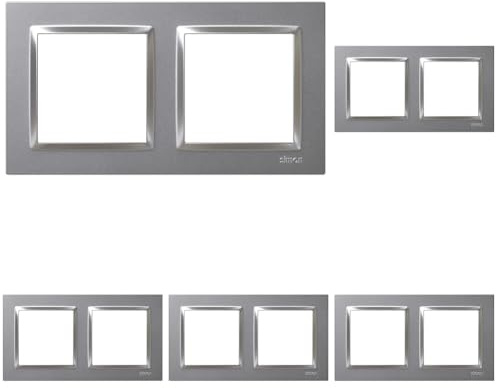 SIMON - Marco Interruptor de Pared, 2 Elementos, Compatible con Mecanismos Simon 10, Apto para Interiores, Fácil de Montar, Compatible con Pulsador, Conmutador y Enchufe Schuko, Color Aluminio