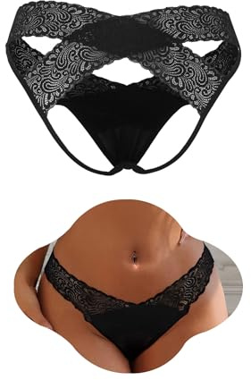 ohyeahlady G String Donna Aperto Taglie Forti Perizoma Seducente Hot Aperto Filo Curvy Slip Sexydonna Hot con Buco Mini Tanga Mutande Brasilian Senza Cuciture Culotte Intimo Biancheria Intima M,Nero