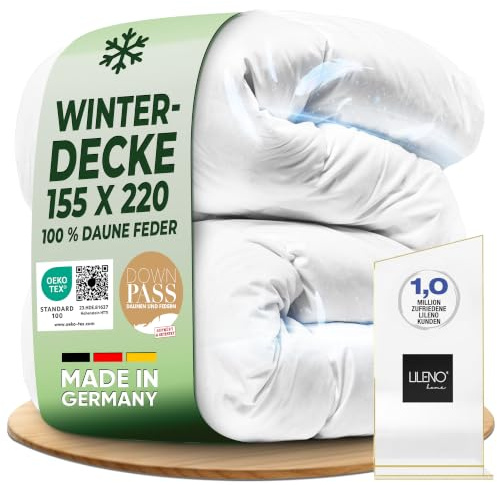 LILENO HOME Winter Feder- und Daunendecke 155x220 - Flüsterleise & | Wolkenweiche - extra warme Feder Daunenbettdecke - Made in DE, Oeko-Tex & 60°C Waschbare