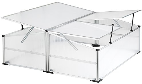 tectake® Invernadero Pequeño de Aluminio 102 x 102 x 31 cm, Resistente a la Intemperie, con Buena Ventilación y Techo con Cerradura, Ideal para Jardín, Terraza o Huerto, Fácil de Montar